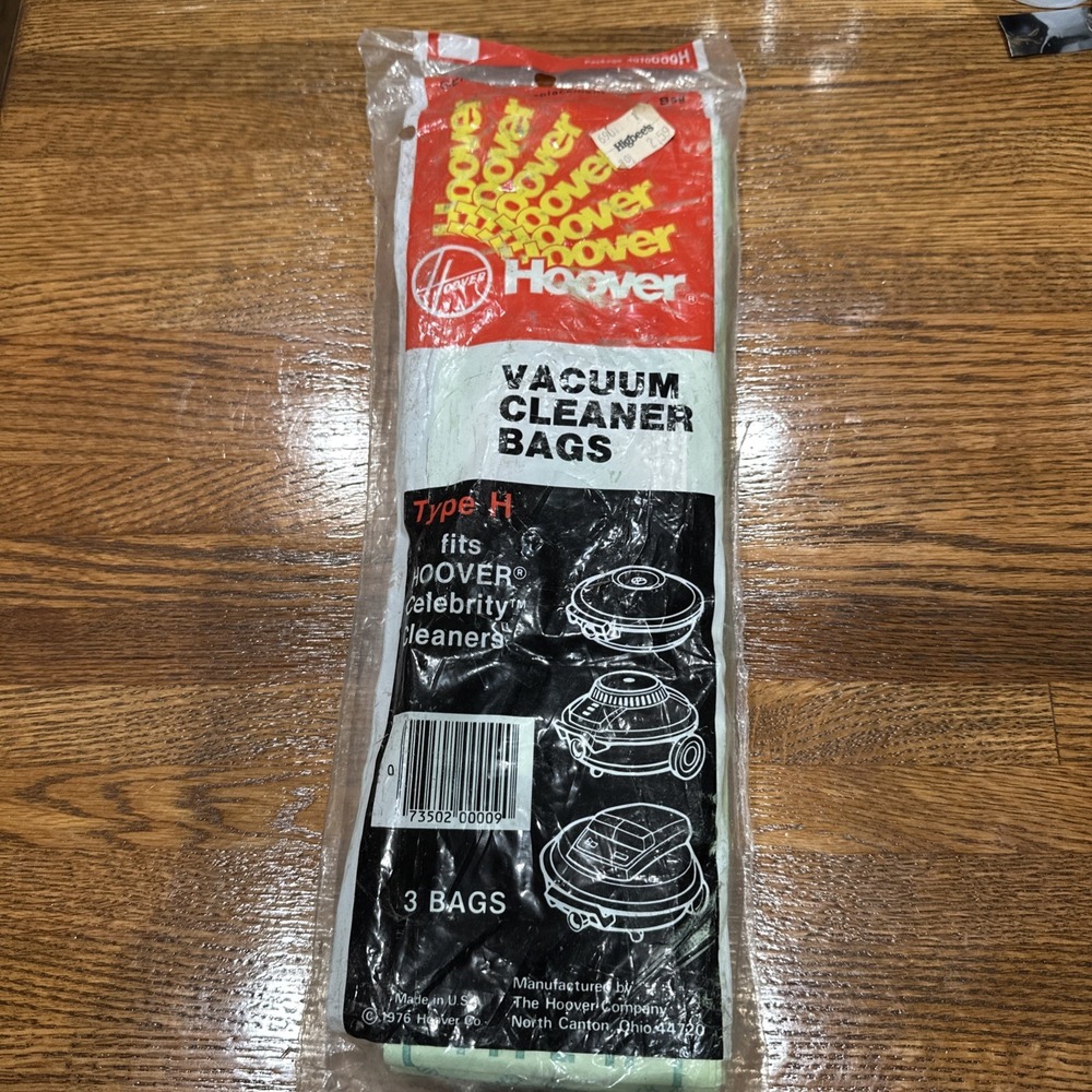 Hoover Vacuum Bags Disposable Type H (3 Pack) Canisters 4010009H Old‎ Stock 1976